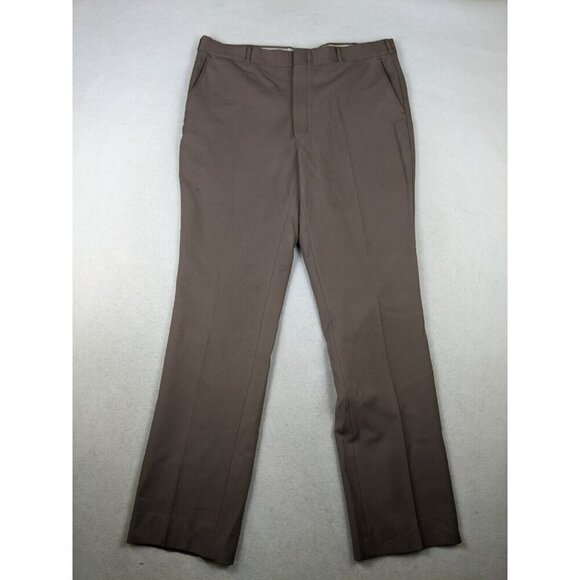 VINTAGE 70s/80s MEN'S TAUPE BROWN SLACKS PANTS - CANYON - SIZE 38X35 - Picture 2 of 16